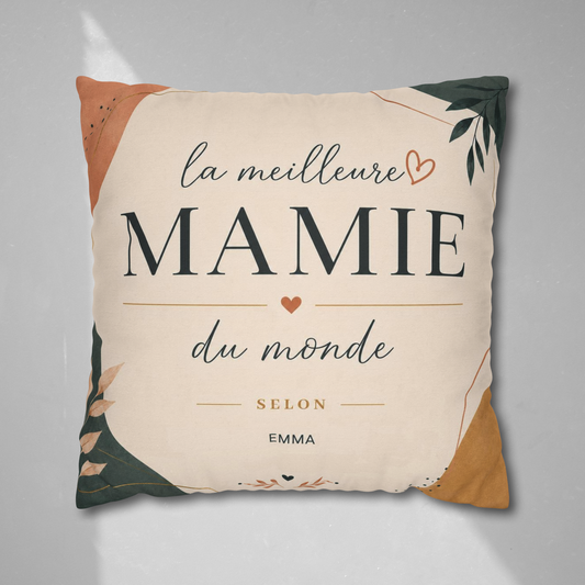 Coussin personnalisé mamie avec prénoms des petits enfants
