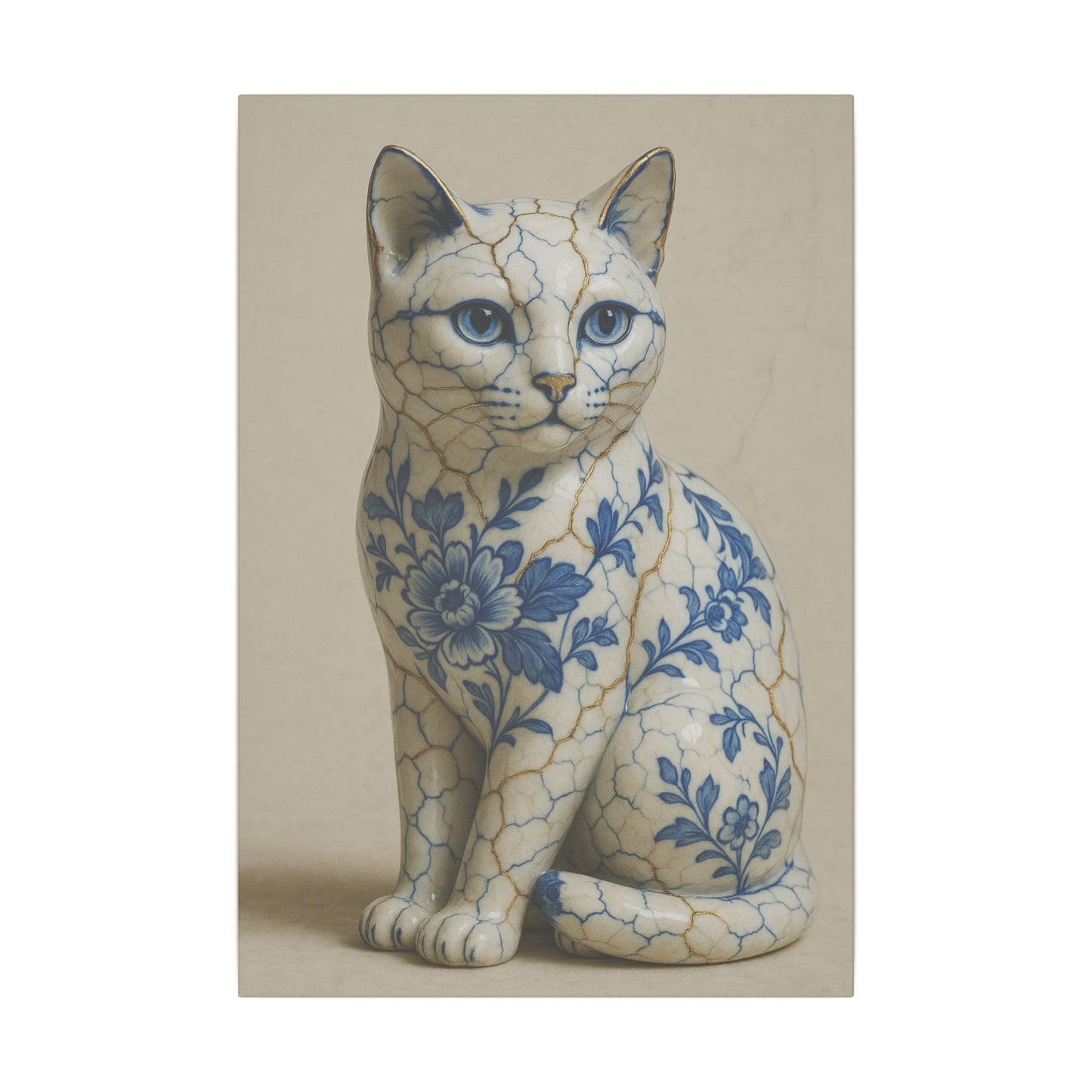 Poster original sur toile – "Le Chat de Porcelaine"