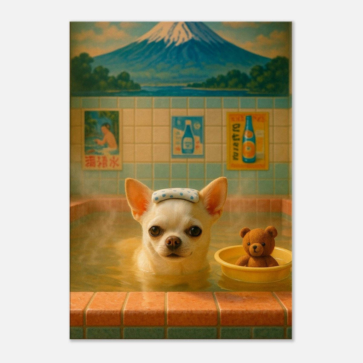 Toile murale décorative chien - Bain relaxant personnalisé avec photo - idée cadeau - Print Material