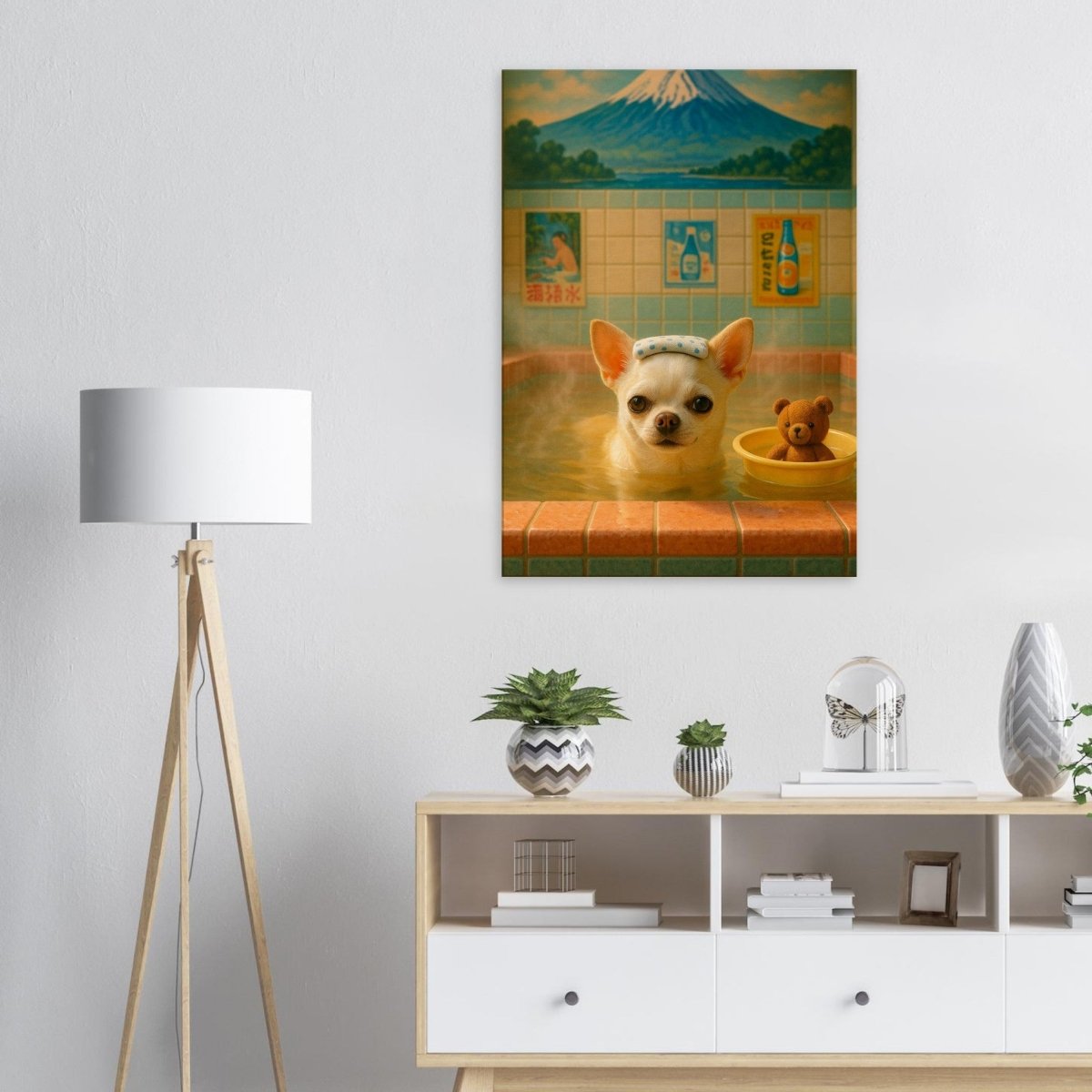 Toile murale décorative chien - Bain relaxant personnalisé avec photo - idée cadeau - Print Material
